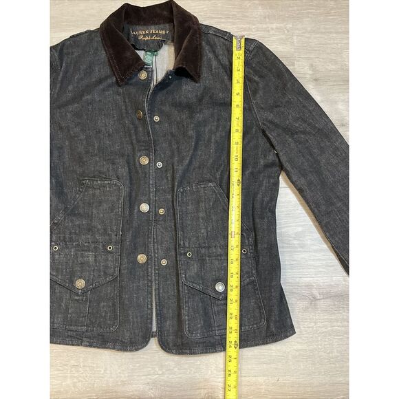 VTG Lauren Jeans‎ Co. Ralph Lauren Black Denim Jacket Corduroy Collar L - Picture 4 of 7